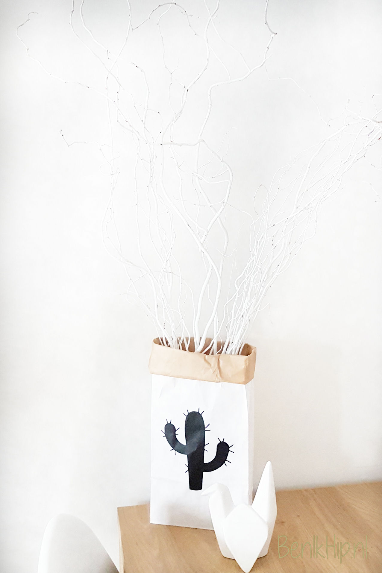 Papieren opbergzak XS Paperbag met cactus